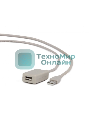 Кабель Gembird USB 2.0 удлинительный, активный 4.8м AM/AF, черный