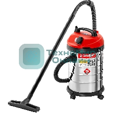Строительный пылесос ЗУБР ПУ-30-1400 М3 серый/красный, 1400 Вт, уборка сухая/влажная/выдув, пылесборник мешок/контейнер, 30 л
