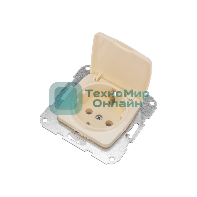 Розетка Kranz 1-ая DEA с/з с крышкой с/у 16А мех. бежевый