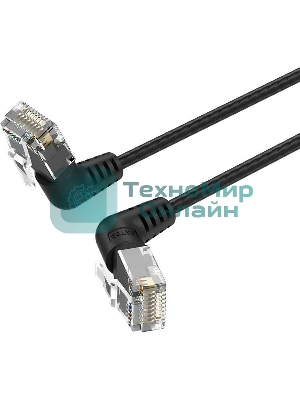 Патч-корд Vention прямой UTP cat.6a, RJ45 угол 90 - 2м. черный