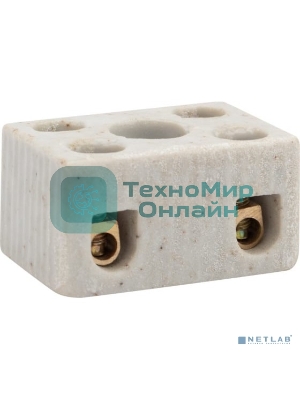 Клемма керамическая винтовая Rexant 4 мм² 2 пары контактов с крепежным отверстием (100 шт./уп.)