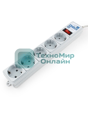 Сетевой фильтр POWER CUBE 1,9 м.* 5 розеток, серый