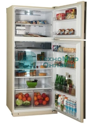 Холодильник Sharp SJ-XE59PMBE бежевый двухкамерный 430/148л морозилка сверху, No Frost