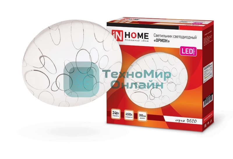 Светильник светодиодный DECO ОРИОН 24Вт 230В 6500К 1560лм 300мм IN HOME 4690612025155