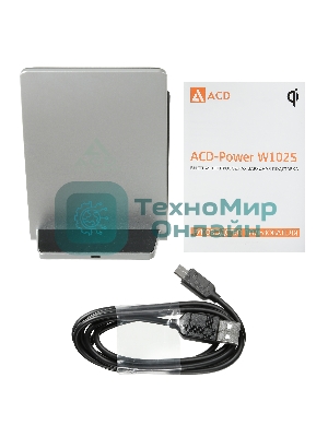 Сетевое зарядное устройство ACD-W102S-F1S 10Вт, беспроводная Qi, 2-катушки с QC, 5В/2А ~ 9В/1,8А RTL