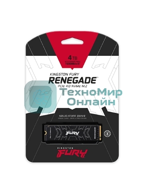 Накопитель SSD Kingston Fury Renegade, 4Tb, PCIe 4.0 x4, M.2 2280, NVMe, R/W 7300/7000, с радиатором