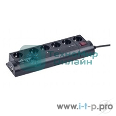 Сетевой фильтр Energenie Сетевой фильтр EG-PMS2-LAN программируемый, черный (10А, LAN, 6 розеток)