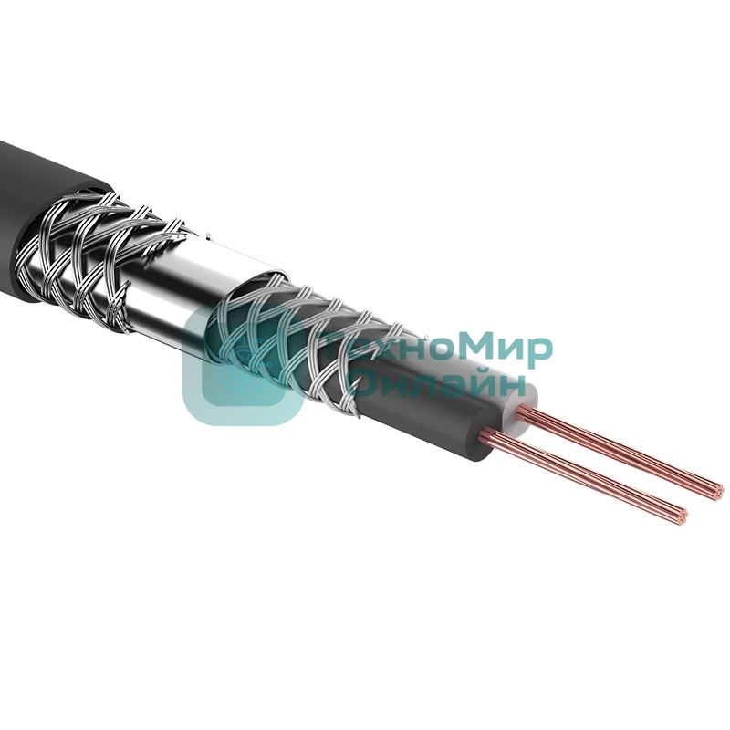 Кабель микрофонный Rexant 2х0,25 мм², ø 6,8 мм, черный, бухта 100 м