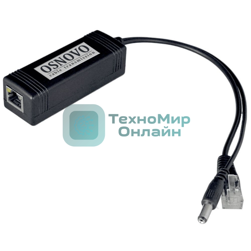 Сплиттер PoE Splitter/2 Osnovo Fast Ethernet. PoE IEEE 802.3af.- RJ45(10/100 Base-T, IE
