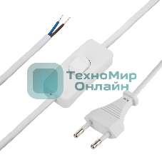 Сетевой шнур с выключателем Rexant 2х0,75 мм², 1,8 м белый