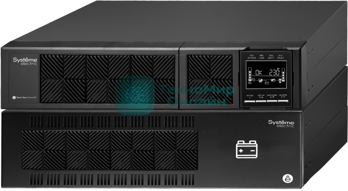 Источник бесперебойного питания Systeme Electriс Smart-Save Online SRT, 5000VA/5000W, On-Line, Extended-run, Rack 2U+3U(Tower convertible), LCD, Out: Hardwire, SNMP Intelligent Slot, USB, RS-232, Pre-Inst. Web/SNMP