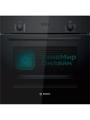 Духовой шкаф электрический Bosch HBF512BB1T Serie 2, духовой шкаф, черный, класс энергоэффективности А, 7 режимов, 3-х слойное остекление, LED-дисплей, утапливаемые переключатели, галогенное освещение, проволочные направляющие, сделано в Турции,