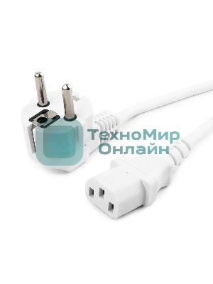 Кабель питания Gembird 1.8м, VDE(0.75мм), белый, с зазем., пакет