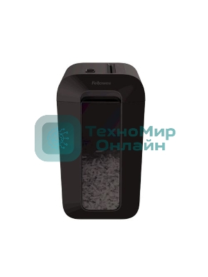 Шредер Fellowes PowerShred LX65 черный (секр.P-4)/перекрестный/10лист./22лтр./скрепки/скобы/пл.карты