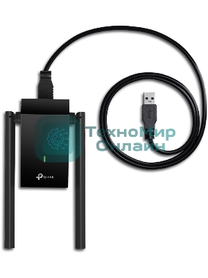 Адаптер TP-Link AC1300Mbps Dual-band High-Gain wireless USB adapter, 867Mbps at 5G and 400Mbps at 2.4G, two high gain antennas, USB 3.0, USB extension cable, support wave 2 MU-MIMO, full compatible with Windows and macOS.