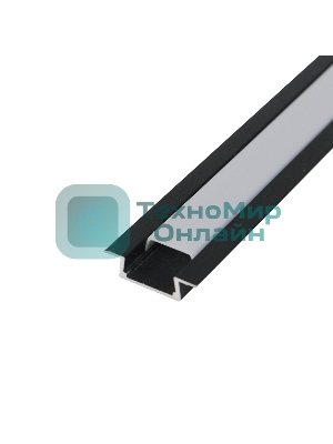 Комплект врезного алюминиевого профиля с рассеивателем Rexant 22х6 мм, 1 м, черный