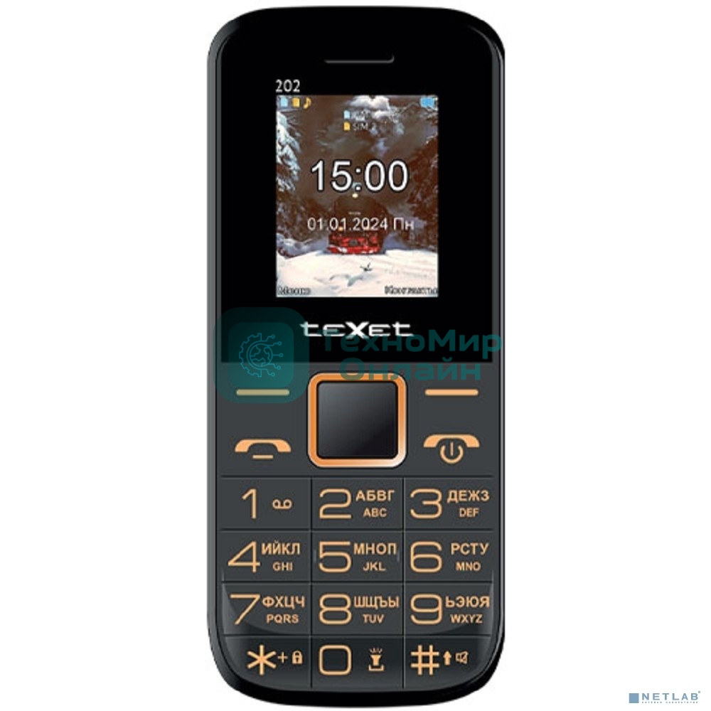 Мобильный телефон TEXET TM-202 черный