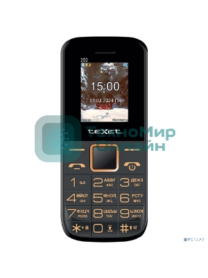 Мобильный телефон TEXET TM-202 черный