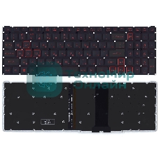 Клавиатура для ноутбука Acer Nitro 5 AN517-51 черная с красной подсветкой