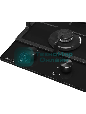 Газовая варочная панель Monsher MGG 33 NoirR, газ, High-Tech, 30 см, автоматический электроподжиг, газ-контроль, форсунки под сжиженый газ, SABAF конфорки, чугунные решетки, черный