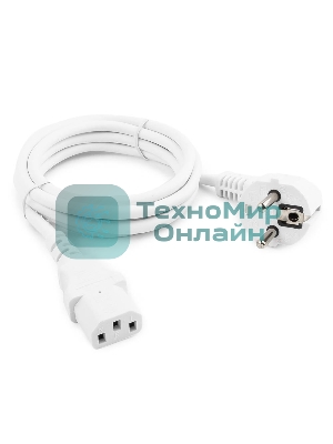 Кабель питания Gembird 1.8м, VDE(0.75мм), белый, с зазем., пакет