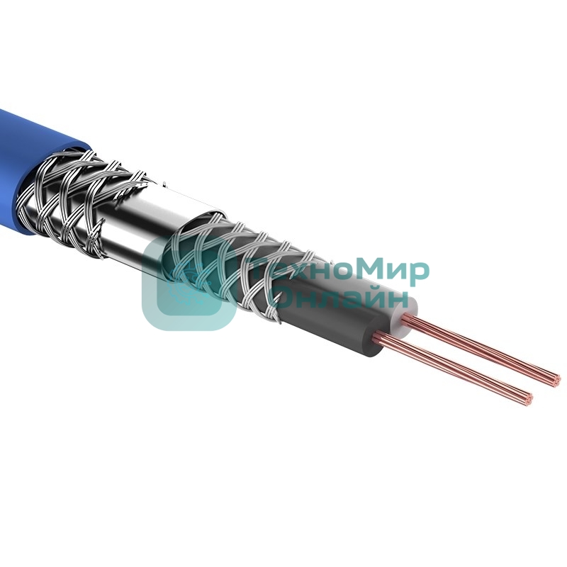 Кабель микрофонный Rexant 2х0,25 м м², ø 6,8 мм, синий, бухта 100 м