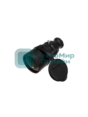 Розетка переносная влагозащищенная Rexant с крышкой, с/з, 16 А, IP44 каучук