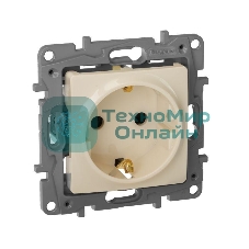 Розетка 2К+З, на винтах, защ. шт., сл. кость ETIKA 