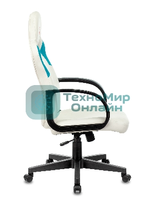 Кресло игровое Бюрократ ZOMBIE RUNNER белый/голубой искусственная кожа крестовина пластик