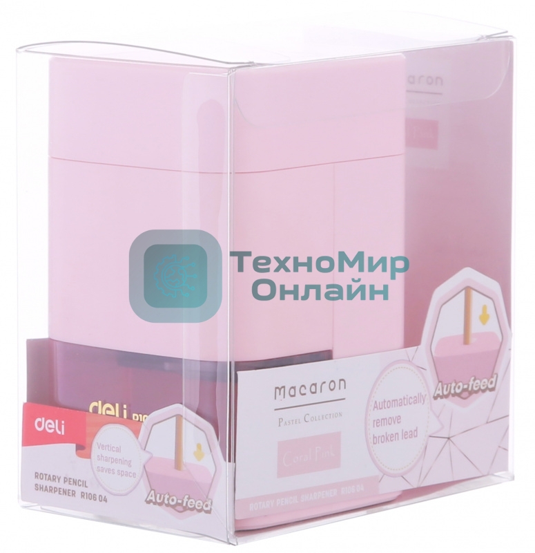Точилка для карандашей механическая Deli ER10604 Macaron, 1 отверстие, пластик, ассорти