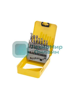 Набор сверл по металлу Kranz 1-10мм (через 0,5мм), HSS, цилиндрический хвостовик, металлический кейс, 19 шт.