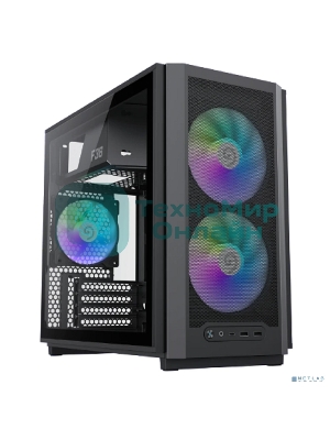 Компьютерный корпус без БП GameMax F36 BK (Midi Tower, ATX, Черный, 1хUSB Type-C, 3х120мм)