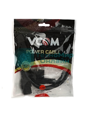 Кабель компьютер-розетка 220V (EURO) VDE 3G0,75мм2 VCOM CE021-CU 1,8 м