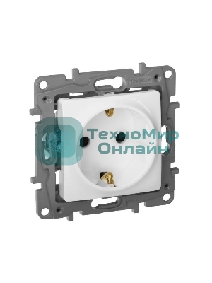 Механизм розетки 1-м СП Etika 2К+З 16А защ. шторки с заземл. винт. зажимы бел. Legrand 672222