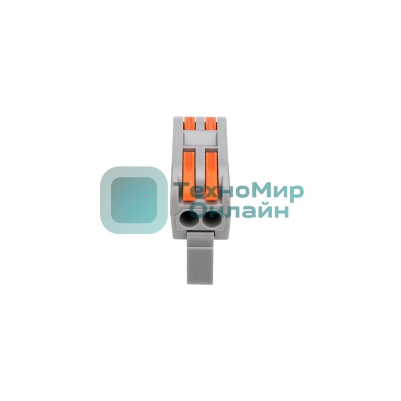 Клемма СМК Rexant 222-422D проходная 2-полюсная, с креплением на DIN-рейку (0,08-4 мм²), серый (5 шт./уп.)