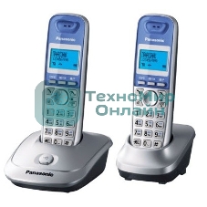 Телефон беспроводной (DECT) Panasonic KX-TG2512RUS (серебристый) Доп трубка в комплекте,АОН, Caller ID,спикерфон на трубке,полифония