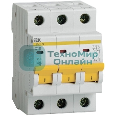 Выключатель автоматический IEK MVA20-3-010-C ВА47-29 3Р 10А 4,5кА х-ка С IEK