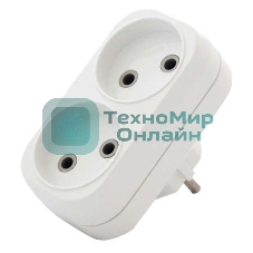 Разветвитель 2 гнезда без заземл. плоский 6А UNIVersal А202