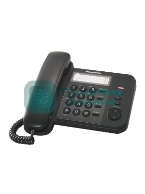 Телефон проводной Panasonic KX-TS2352RUB черный индикатор вызова,порт для доп. телеф. оборуд.,4 уровня громкости звонка