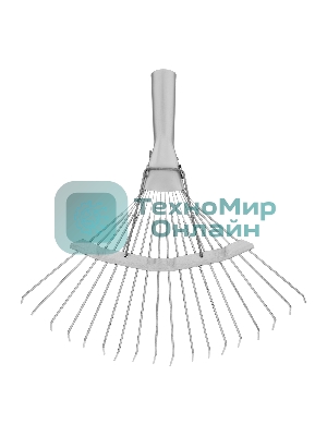 Грабли веерные стальные Сибртех 350 мм, 18 круглых зубьев, оцинкованные, без черенка