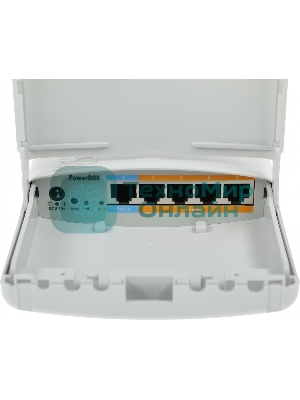 Маршрутизатор MikroTik RB750P-PBr2 PowerBox with 650MHz CPU, 64MB RAM, 5xLAN (four with PoE out), RouterOS L4, outdoor case, PSU, PoE, mounting set