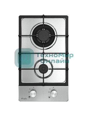 Варочная панель Monsher MSG 33 Acier, газ, High-Tech, 29 см, автоматический электроподжиг, газ-контроль, форсунки под сжиженый газ, SABAF конфорки, чугунные решетки, нержавеющая сталь