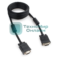 Кабель VGA Premium Cablexpert CC-PPVGA-10-B, 15M/15M, 3.0м, черный, тройной экран, феррит.кольца, пакет