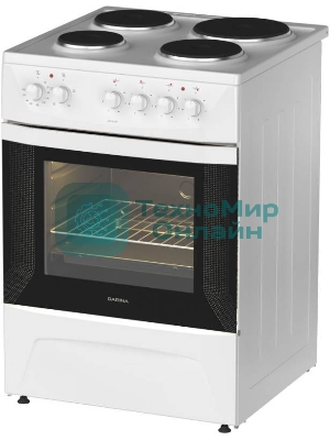 Плита электрическая Darina 1D EM 141 404 W белый/черный, конфорок 4 шт, духовка 50 л, 60 см x 85 см x 60 см