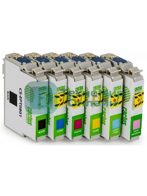 Картридж струйный Cactus CS-EPT0807 черный/желтый/голубой/пурпурный/светло-голубой/светло-пурпурный (68.4 мл) для Epson Stylus Photo P50