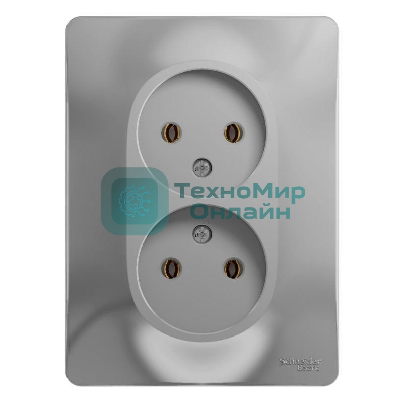 Розетка 2-м СП Glossa 16А IP20 без заземл. в сборе алюм. SchE GSL000320