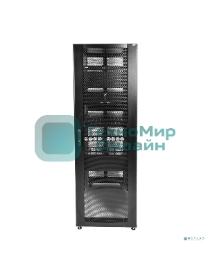 Шкаф серверный ПРОФ напольный 48U (600x1000) дверь перфор. 2 шт., черный, в сборе