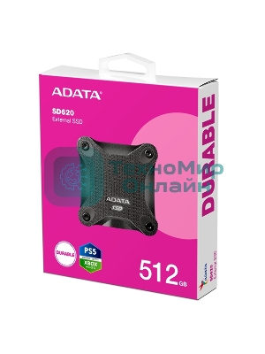 Внешний SSD ADATA SD620, 512Gb, USB 3.2 Gen 2 Type-A, R/W 520/460, черный