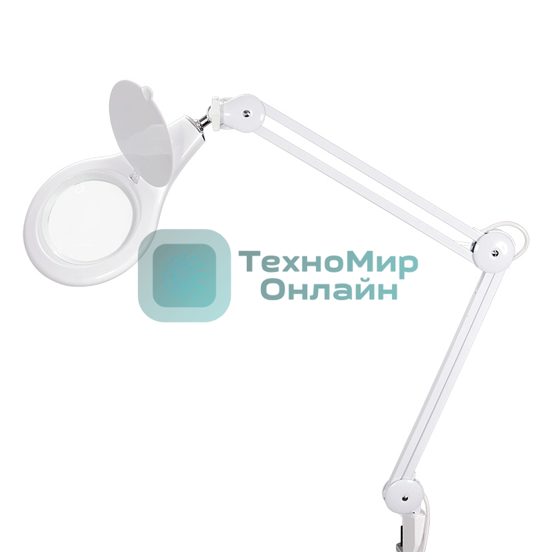 Лупа на струбцине Rexant, круглая, 5D, с подсветкой 108 LED, белая