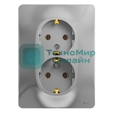 Розетка 2-м СП Glossa в сборе с заземл. в сборе алюм. SchE GSL000324